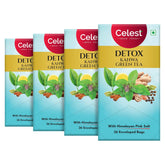 Celest Detox Kahwa Green Tea With Himalayan Pink Salt - Pack Of 4 X 36 Enveloped Tea Bags | Perfect Weight Loss Green Tea With Herbal Goodness - Mixed Herbs & Spices